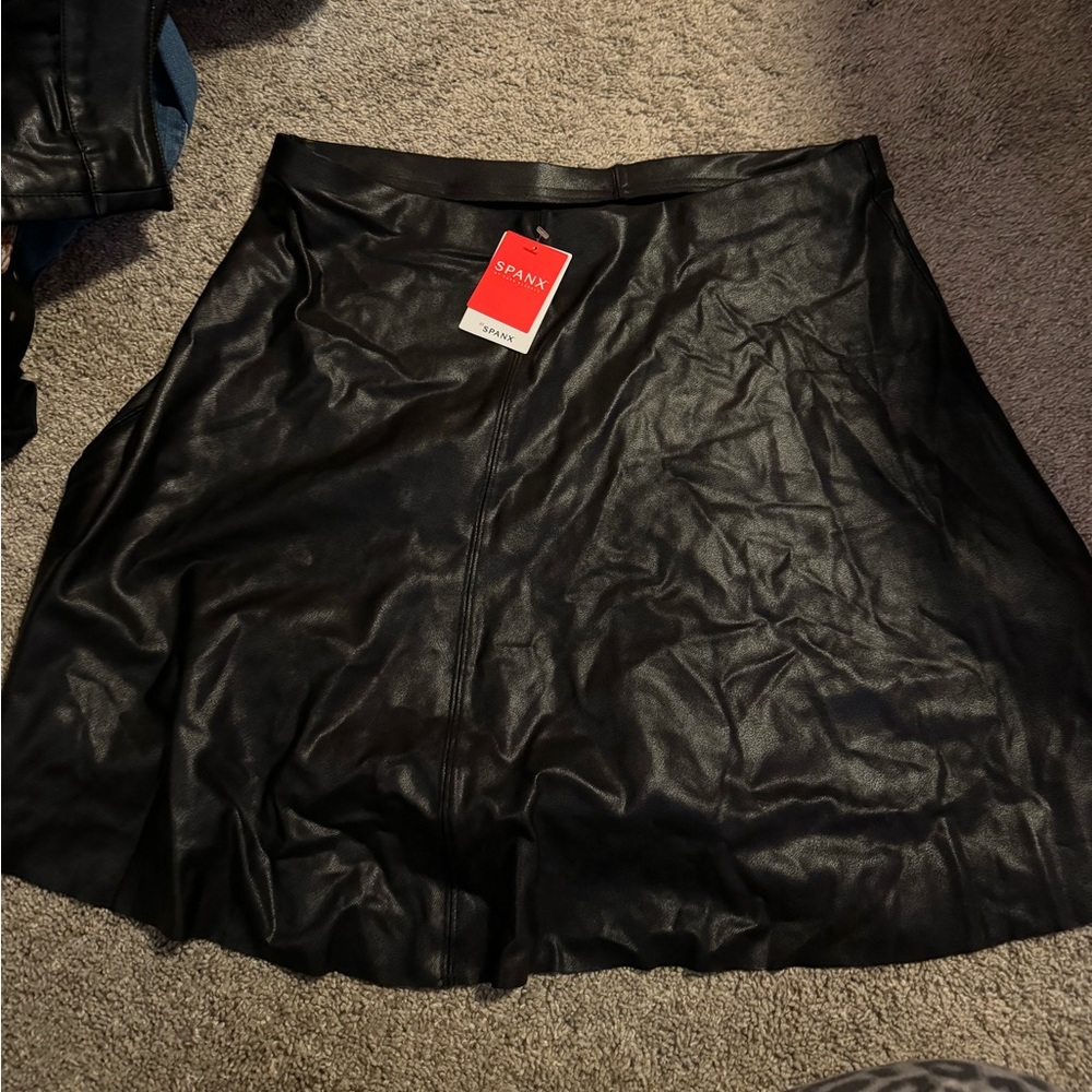 NWT Spanx faux leather skater skirt